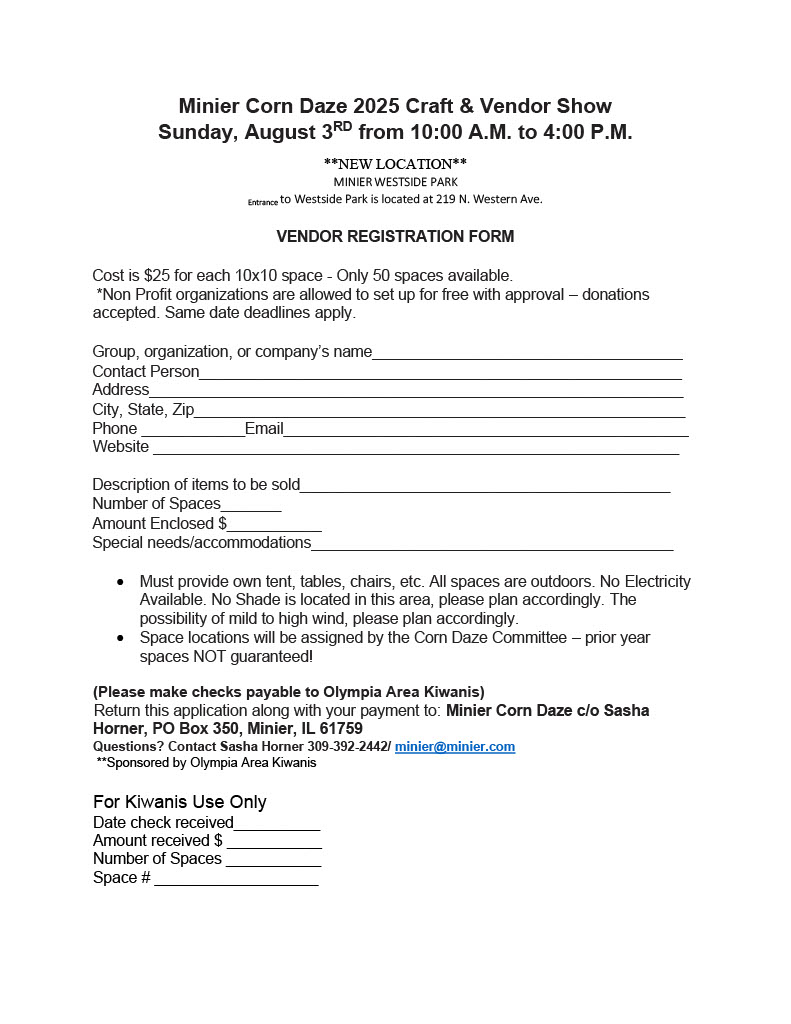 2025 Vendor Form